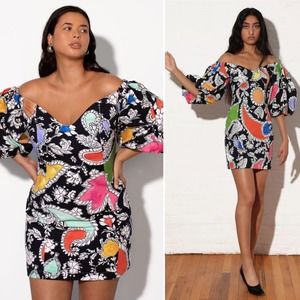Mara Hoffman Nomi Mini Dress Floral Puff Sleeve multi-colored organic Cotton 12
